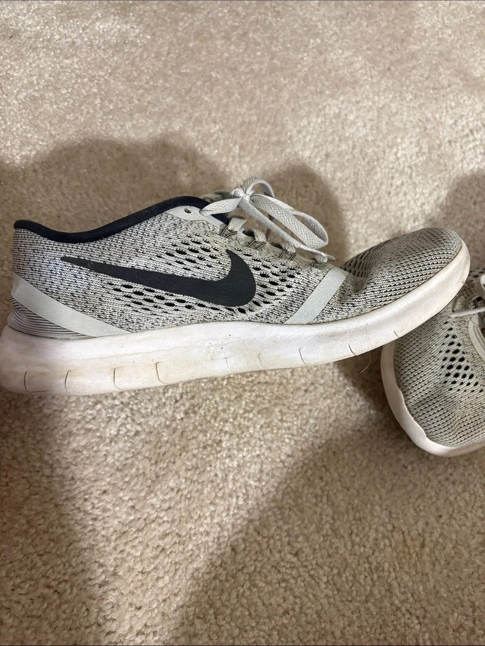 Nike Kids Light Gray and Black Mesh Sneakers